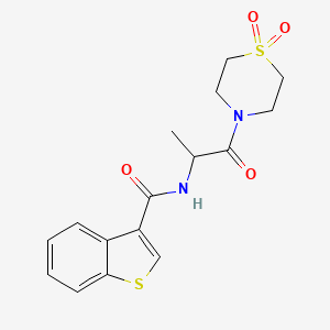molecular formula C16H18N2O4S2 B7033082 N-[1-(1,1-dioxo-1,4-thiazinan-4-yl)-1-oxopropan-2-yl]-1-benzothiophene-3-carboxamide 