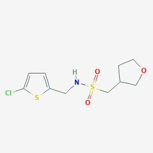 molecular formula C10H14ClNO3S2 B7033189 N-[(5-chlorothiophen-2-yl)methyl]-1-(oxolan-3-yl)methanesulfonamide 
