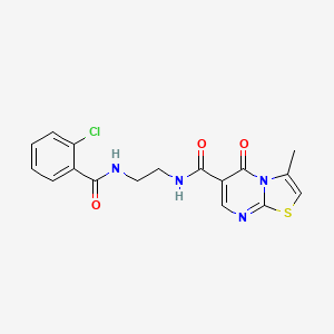 molecular formula C17H15ClN4O3S B7033238 N-[2-[(2-chlorobenzoyl)amino]ethyl]-3-methyl-5-oxo-[1,3]thiazolo[3,2-a]pyrimidine-6-carboxamide 