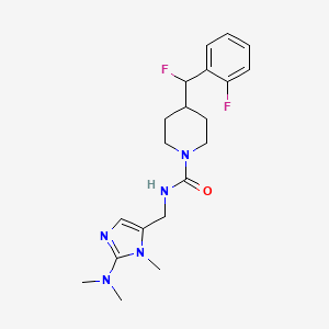 molecular formula C20H27F2N5O B7033266 N-[[2-(dimethylamino)-3-methylimidazol-4-yl]methyl]-4-[fluoro-(2-fluorophenyl)methyl]piperidine-1-carboxamide 