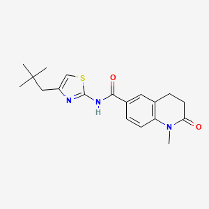 molecular formula C19H23N3O2S B7033285 N-[4-(2,2-dimethylpropyl)-1,3-thiazol-2-yl]-1-methyl-2-oxo-3,4-dihydroquinoline-6-carboxamide 