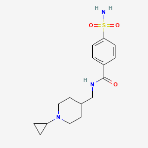 molecular formula C16H23N3O3S B7033302 N-[(1-cyclopropylpiperidin-4-yl)methyl]-4-sulfamoylbenzamide 