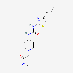 molecular formula C16H27N5O2S B7033312 N,N-dimethyl-2-[4-[(4-propyl-1,3-thiazol-2-yl)carbamoylamino]piperidin-1-yl]acetamide 