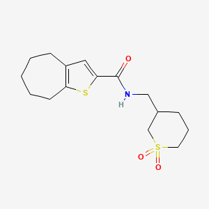 molecular formula C16H23NO3S2 B7033352 N-[(1,1-dioxothian-3-yl)methyl]-5,6,7,8-tetrahydro-4H-cyclohepta[b]thiophene-2-carboxamide 