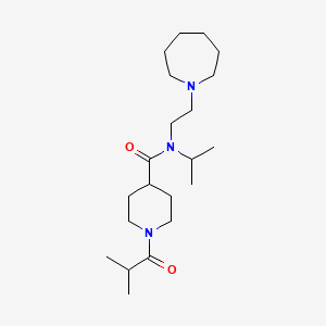 molecular formula C21H39N3O2 B7033373 N-[2-(azepan-1-yl)ethyl]-1-(2-methylpropanoyl)-N-propan-2-ylpiperidine-4-carboxamide 