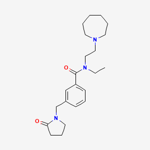 molecular formula C22H33N3O2 B7033455 N-[2-(azepan-1-yl)ethyl]-N-ethyl-3-[(2-oxopyrrolidin-1-yl)methyl]benzamide 