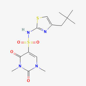 molecular formula C14H20N4O4S2 B7033469 N-[4-(2,2-dimethylpropyl)-1,3-thiazol-2-yl]-1,3-dimethyl-2,4-dioxopyrimidine-5-sulfonamide 