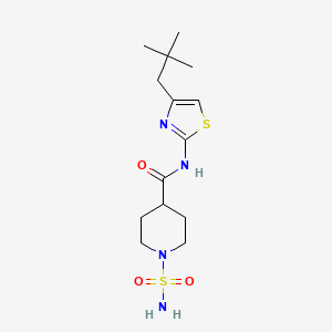 molecular formula C14H24N4O3S2 B7033470 N-[4-(2,2-dimethylpropyl)-1,3-thiazol-2-yl]-1-sulfamoylpiperidine-4-carboxamide 