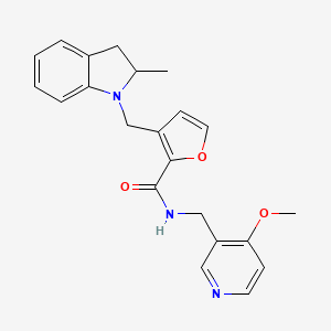 molecular formula C22H23N3O3 B7033623 N-[(4-methoxypyridin-3-yl)methyl]-3-[(2-methyl-2,3-dihydroindol-1-yl)methyl]furan-2-carboxamide 