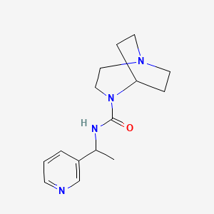 molecular formula C15H22N4O B7033695 N-(1-pyridin-3-ylethyl)-1,4-diazabicyclo[3.2.2]nonane-4-carboxamide 