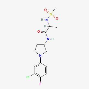 molecular formula C14H19ClFN3O3S B7033813 N-[1-(3-chloro-4-fluorophenyl)pyrrolidin-3-yl]-2-(methanesulfonamido)propanamide 