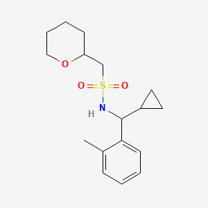 molecular formula C17H25NO3S B7033953 N-[cyclopropyl-(2-methylphenyl)methyl]-1-(oxan-2-yl)methanesulfonamide 