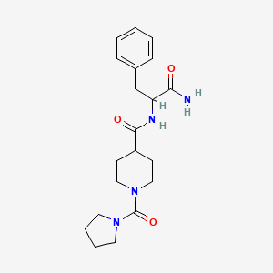 molecular formula C20H28N4O3 B7033961 N-(1-amino-1-oxo-3-phenylpropan-2-yl)-1-(pyrrolidine-1-carbonyl)piperidine-4-carboxamide 