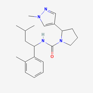 molecular formula C21H30N4O B7033977 N-[3-methyl-1-(2-methylphenyl)butyl]-2-(1-methylpyrazol-4-yl)pyrrolidine-1-carboxamide 
