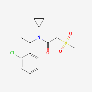 molecular formula C15H20ClNO3S B7034063 N-[1-(2-chlorophenyl)ethyl]-N-cyclopropyl-2-methylsulfonylpropanamide 