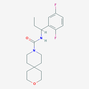 molecular formula C19H26F2N2O2 B7034098 N-[1-(2,5-difluorophenyl)propyl]-3-oxa-9-azaspiro[5.5]undecane-9-carboxamide 