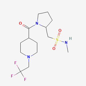 molecular formula C14H24F3N3O3S B7034204 N-methyl-1-[1-[1-(2,2,2-trifluoroethyl)piperidine-4-carbonyl]pyrrolidin-2-yl]methanesulfonamide 