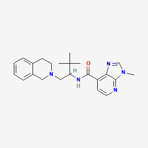 molecular formula C23H29N5O B7034289 N-[1-(3,4-dihydro-1H-isoquinolin-2-yl)-3,3-dimethylbutan-2-yl]-3-methylimidazo[4,5-b]pyridine-7-carboxamide 