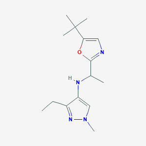 molecular formula C15H24N4O B7034296 N-[1-(5-tert-butyl-1,3-oxazol-2-yl)ethyl]-3-ethyl-1-methylpyrazol-4-amine 