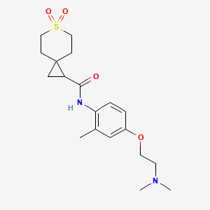 molecular formula C19H28N2O4S B7034388 N-[4-[2-(dimethylamino)ethoxy]-2-methylphenyl]-6,6-dioxo-6lambda6-thiaspiro[2.5]octane-2-carboxamide 