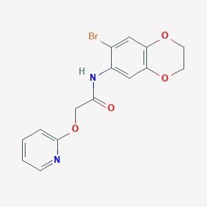 molecular formula C15H13BrN2O4 B7034414 N-(6-bromo-2,3-dihydro-1,4-benzodioxin-7-yl)-2-pyridin-2-yloxyacetamide 