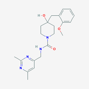 molecular formula C21H28N4O3 B7034468 N-[(2,6-dimethylpyrimidin-4-yl)methyl]-4-hydroxy-4-[(2-methoxyphenyl)methyl]piperidine-1-carboxamide 