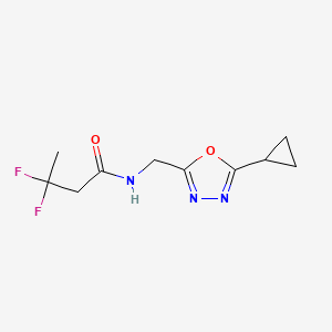molecular formula C10H13F2N3O2 B7034498 N-[(5-cyclopropyl-1,3,4-oxadiazol-2-yl)methyl]-3,3-difluorobutanamide 
