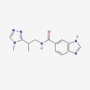 molecular formula C14H16N6O B7034527 N-[2-(4-methyl-1,2,4-triazol-3-yl)propyl]-3H-benzimidazole-5-carboxamide 