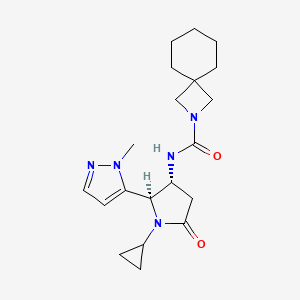 molecular formula C20H29N5O2 B7034560 N-[(2R,3R)-1-cyclopropyl-2-(2-methylpyrazol-3-yl)-5-oxopyrrolidin-3-yl]-2-azaspiro[3.5]nonane-2-carboxamide 