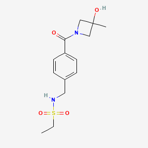molecular formula C14H20N2O4S B7034640 N-[[4-(3-hydroxy-3-methylazetidine-1-carbonyl)phenyl]methyl]ethanesulfonamide 
