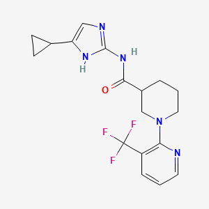 molecular formula C18H20F3N5O B7034787 N-(5-cyclopropyl-1H-imidazol-2-yl)-1-[3-(trifluoromethyl)pyridin-2-yl]piperidine-3-carboxamide 