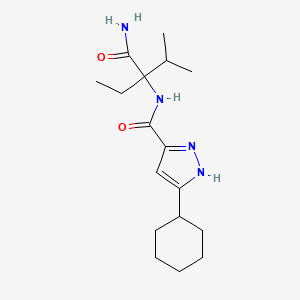 molecular formula C17H28N4O2 B7034826 N-(3-carbamoyl-2-methylpentan-3-yl)-5-cyclohexyl-1H-pyrazole-3-carboxamide 