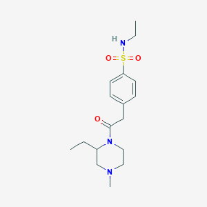 molecular formula C17H27N3O3S B7034840 N-ethyl-4-[2-(2-ethyl-4-methylpiperazin-1-yl)-2-oxoethyl]benzenesulfonamide 