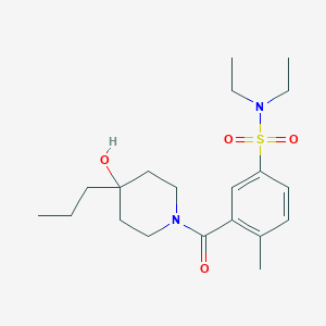 molecular formula C20H32N2O4S B7034926 N,N-diethyl-3-(4-hydroxy-4-propylpiperidine-1-carbonyl)-4-methylbenzenesulfonamide 
