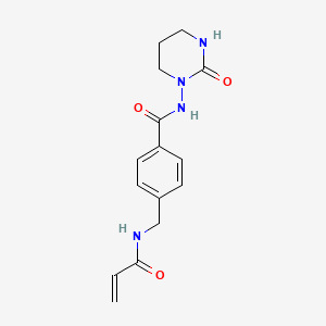 molecular formula C15H18N4O3 B7035191 N-(2-oxo-1,3-diazinan-1-yl)-4-[(prop-2-enoylamino)methyl]benzamide 