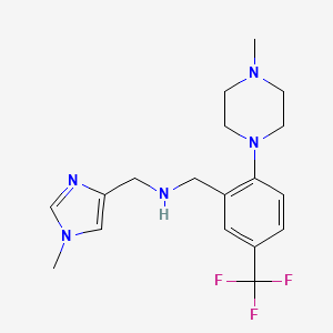 molecular formula C18H24F3N5 B7035347 N-[(1-methylimidazol-4-yl)methyl]-1-[2-(4-methylpiperazin-1-yl)-5-(trifluoromethyl)phenyl]methanamine 