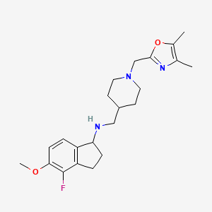molecular formula C22H30FN3O2 B7035504 N-[[1-[(4,5-dimethyl-1,3-oxazol-2-yl)methyl]piperidin-4-yl]methyl]-4-fluoro-5-methoxy-2,3-dihydro-1H-inden-1-amine 