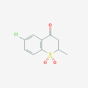 molecular formula C10H9ClO3S B070356 6-Chloro-2-methyl-1,1-dioxo-2,3-dihydrothiochromen-4-one CAS No. 175205-44-4