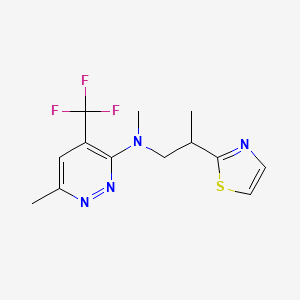 molecular formula C13H15F3N4S B7035652 N,6-dimethyl-N-[2-(1,3-thiazol-2-yl)propyl]-4-(trifluoromethyl)pyridazin-3-amine 