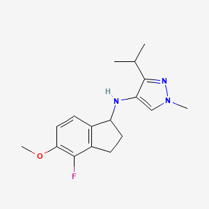 molecular formula C17H22FN3O B7035694 N-(4-fluoro-5-methoxy-2,3-dihydro-1H-inden-1-yl)-1-methyl-3-propan-2-ylpyrazol-4-amine 