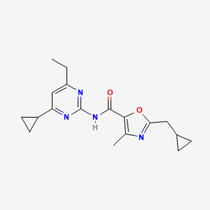 molecular formula C18H22N4O2 B7035734 N-(4-cyclopropyl-6-ethylpyrimidin-2-yl)-2-(cyclopropylmethyl)-4-methyl-1,3-oxazole-5-carboxamide 