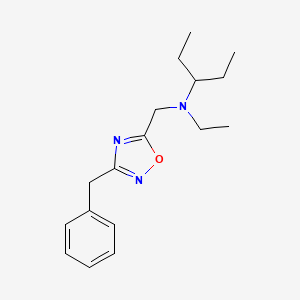 molecular formula C17H25N3O B7035747 N-[(3-benzyl-1,2,4-oxadiazol-5-yl)methyl]-N-ethylpentan-3-amine 
