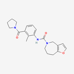 molecular formula C21H25N3O3 B7035875 N-[2-methyl-3-(pyrrolidine-1-carbonyl)phenyl]-4,6,7,8-tetrahydrofuro[3,2-c]azepine-5-carboxamide 