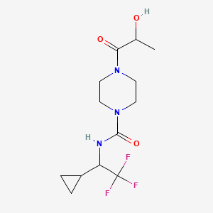 molecular formula C13H20F3N3O3 B7035892 N-(1-cyclopropyl-2,2,2-trifluoroethyl)-4-(2-hydroxypropanoyl)piperazine-1-carboxamide 
