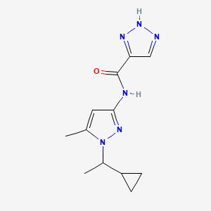 molecular formula C12H16N6O B7035956 N-[1-(1-cyclopropylethyl)-5-methylpyrazol-3-yl]-2H-triazole-4-carboxamide 