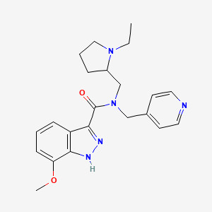 molecular formula C22H27N5O2 B7035961 N-[(1-ethylpyrrolidin-2-yl)methyl]-7-methoxy-N-(pyridin-4-ylmethyl)-1H-indazole-3-carboxamide 