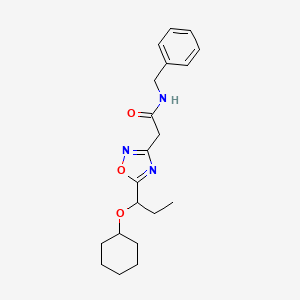 molecular formula C20H27N3O3 B7036007 N-benzyl-2-[5-(1-cyclohexyloxypropyl)-1,2,4-oxadiazol-3-yl]acetamide 