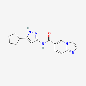 molecular formula C16H17N5O B7036040 N-(5-cyclopentyl-1H-pyrazol-3-yl)imidazo[1,2-a]pyridine-6-carboxamide 