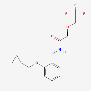 molecular formula C15H18F3NO3 B7036420 N-[[2-(cyclopropylmethoxy)phenyl]methyl]-2-(2,2,2-trifluoroethoxy)acetamide 