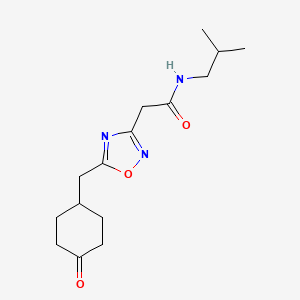 molecular formula C15H23N3O3 B7036435 N-(2-methylpropyl)-2-[5-[(4-oxocyclohexyl)methyl]-1,2,4-oxadiazol-3-yl]acetamide 